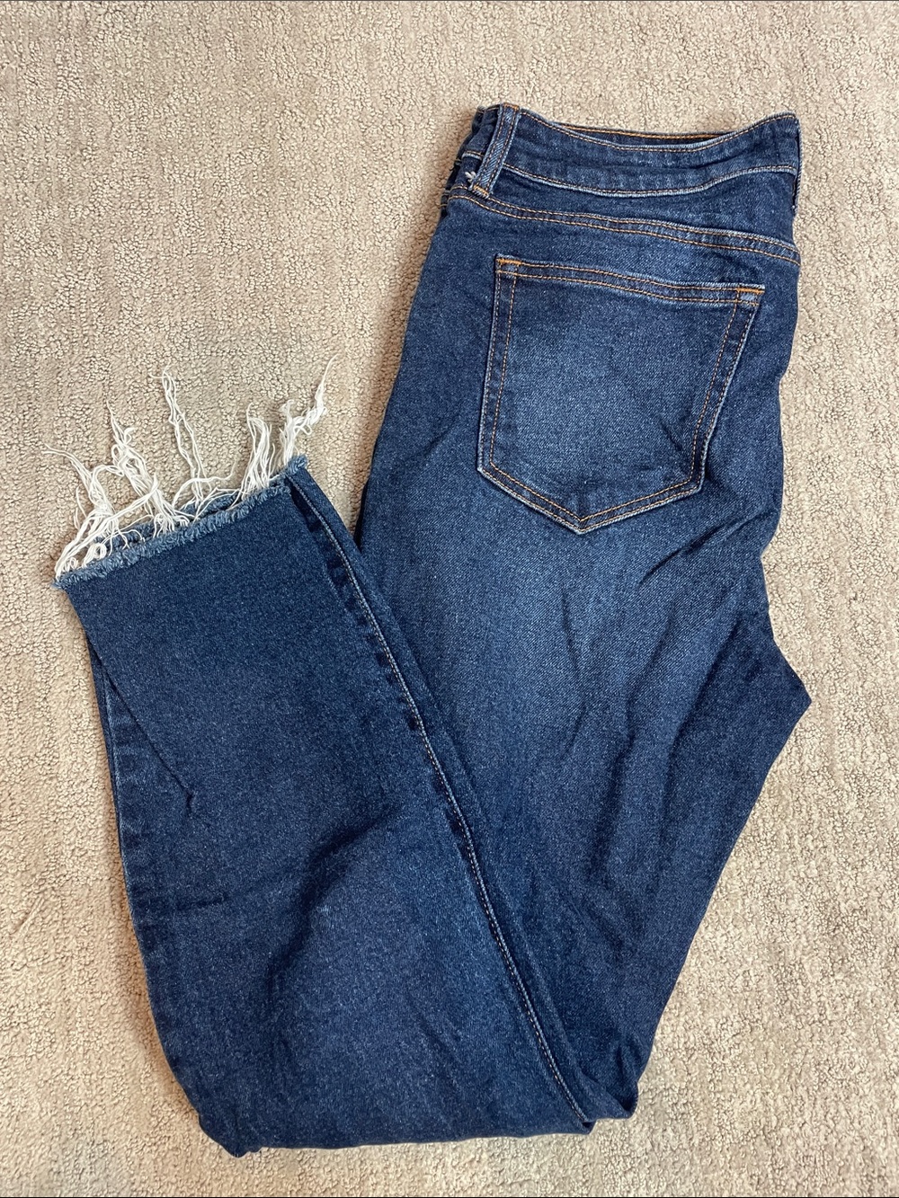 Cello Dark Blue Frayed Hem Ankle Jeans
